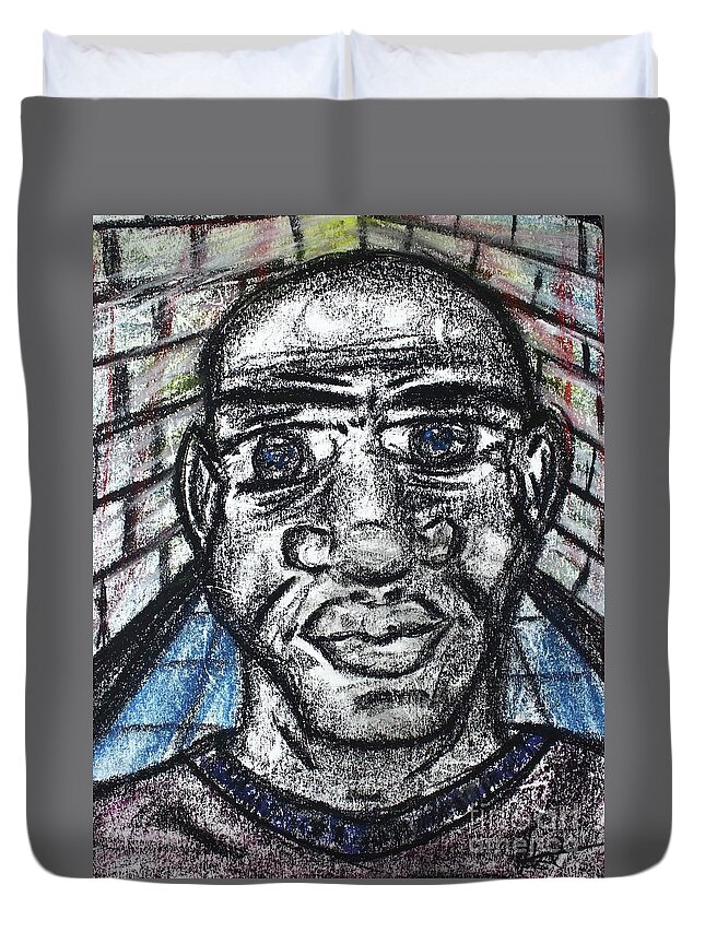 Charcoal Duvet Cover featuring the pastel Untitled XII by Odalo Wasikhongo