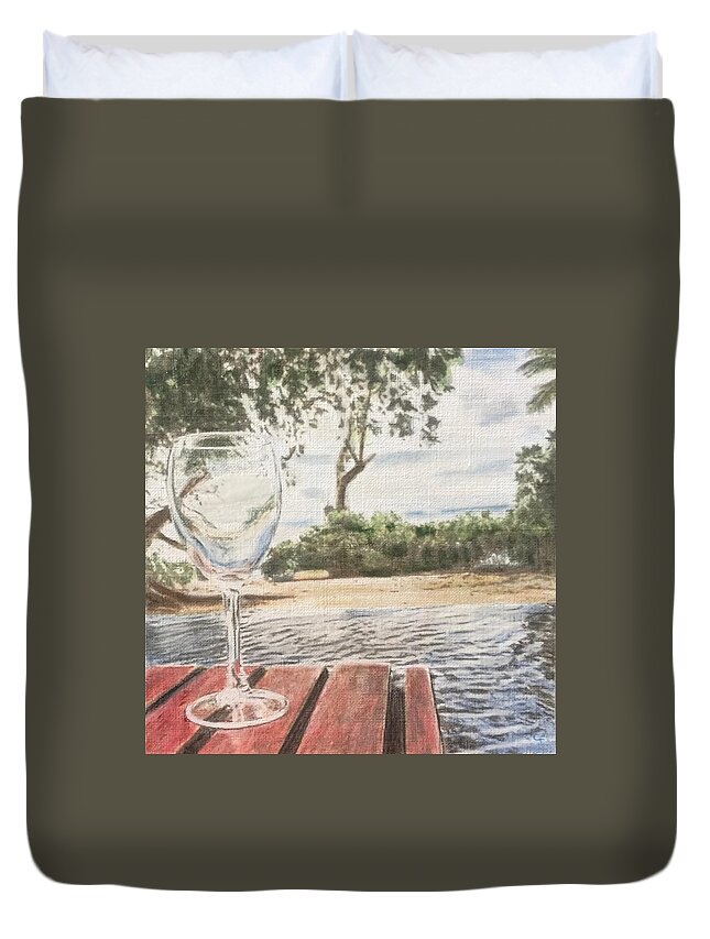 Unwind Duvet Cover featuring the painting Unwind by Cara Frafjord