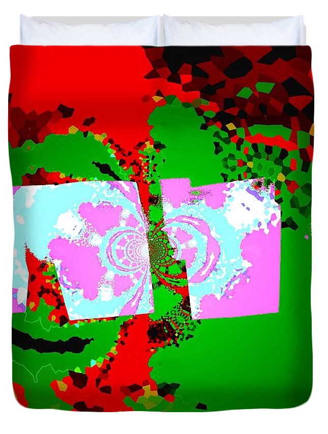 Abstract Duvet Cover featuring the digital art Unwrapping Christmas Presents by Cliff Wilson