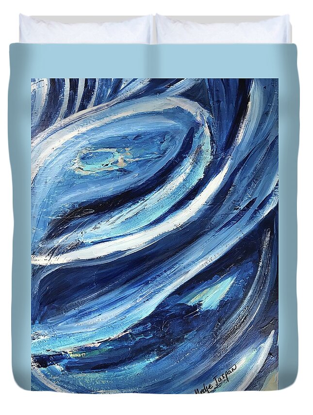 Uranus Blue Duvet Cover featuring the painting Uranus Eyes by Medge Jaspan