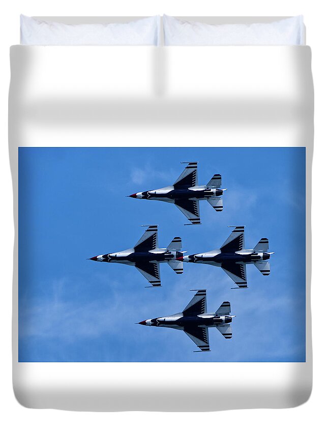 Aircraft Duvet Cover featuring the photograph US AF Precision Flying Team At Atlantic City Air Show 2019 by Paul Ross