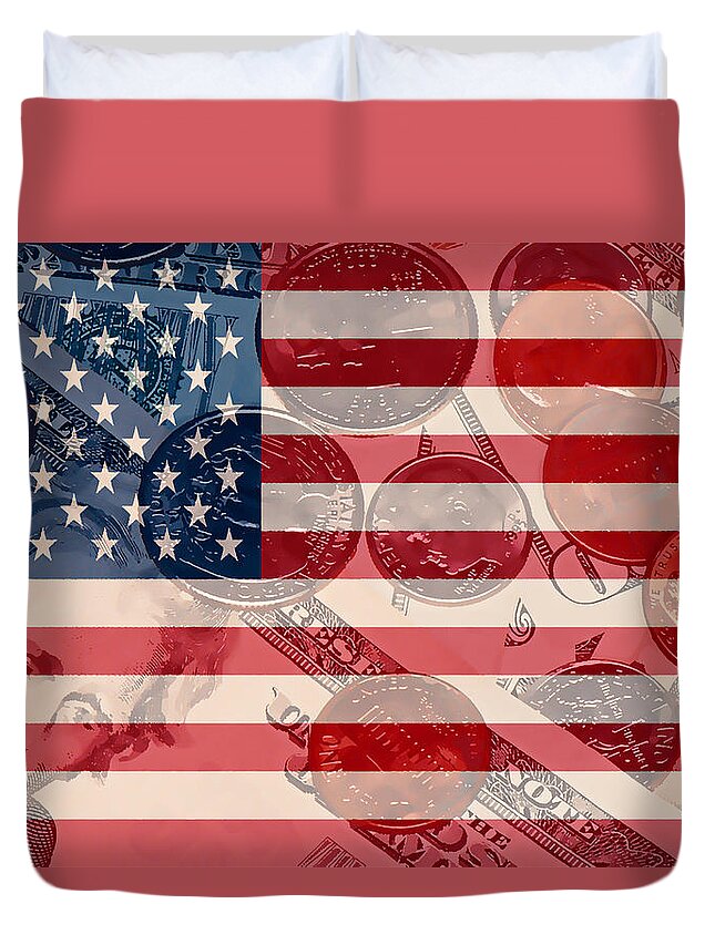 Us Duvet Cover featuring the painting US currency by Jeelan Clark