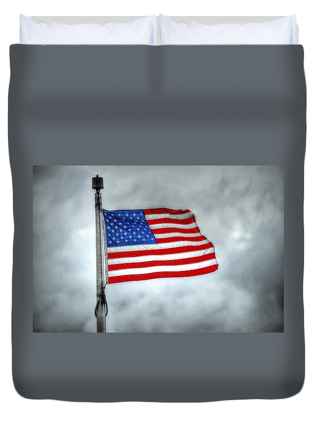 Us Flag Duvet Cover featuring the photograph U.S. Flag by Debra Kewley
