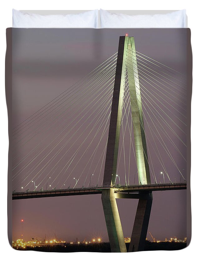 Built Structure Duvet Cover featuring the photograph Usa, South Carolina, Charleston, Cooper by Tony Sweet
