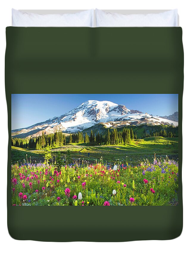 Scenics Duvet Cover featuring the photograph Usa, Washington, Mt. Rainier National by Rene Frederick