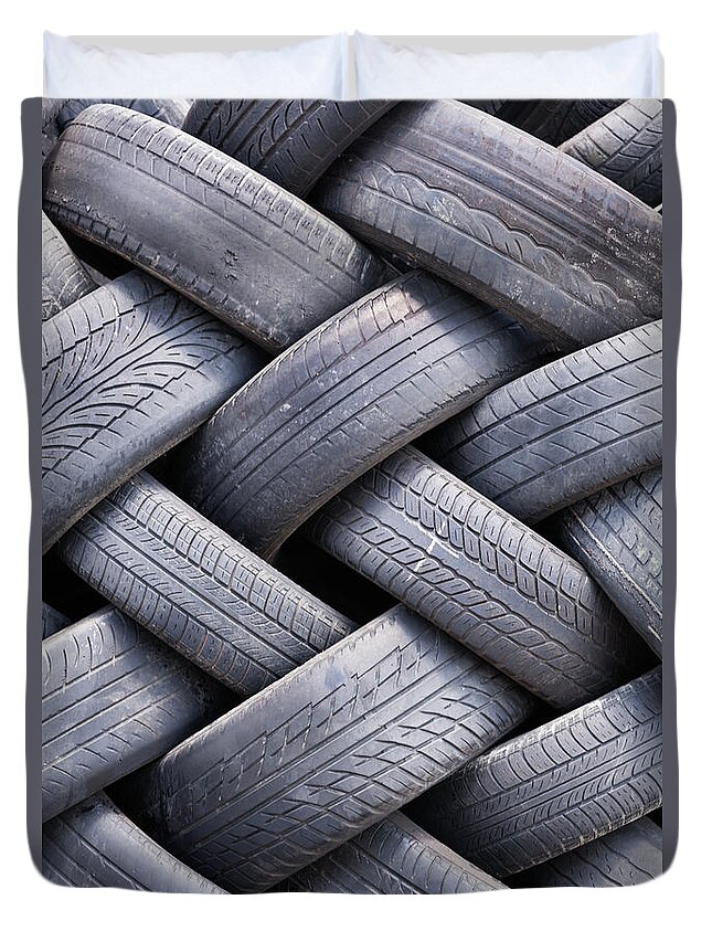 Heap Duvet Cover featuring the photograph Used Tires by Zoran Milich
