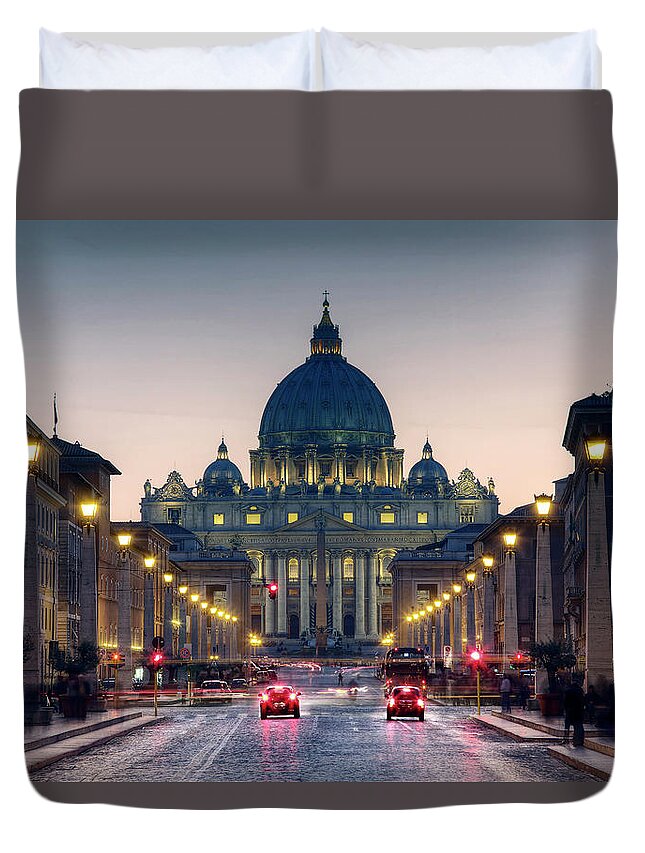 In A Row Duvet Cover featuring the photograph Vaticano by Copyright Marcos Alterio