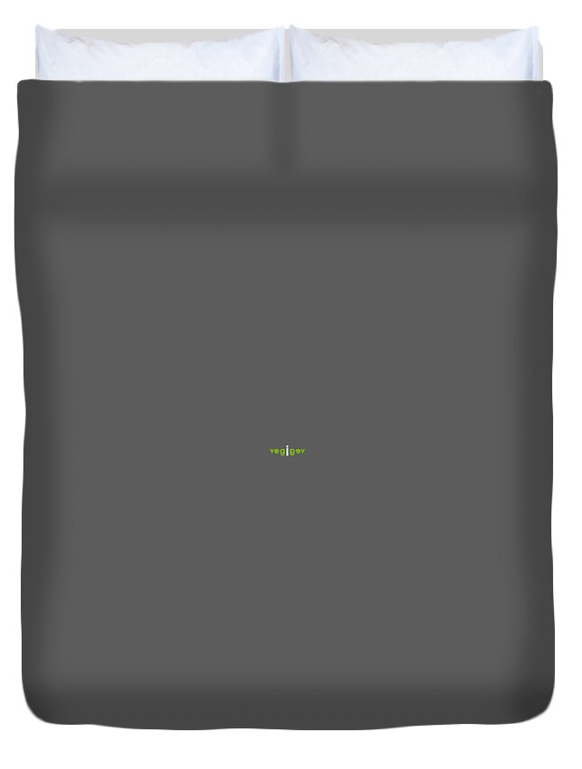  Duvet Cover featuring the drawing VEG end to end with i - green and gray by Charlie Szoradi
