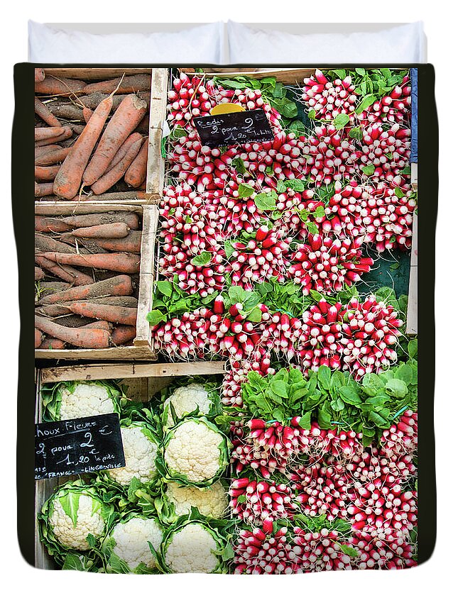 Retail Duvet Cover featuring the photograph Vegetables - Radish Carrots Cauliflower by A J Withey