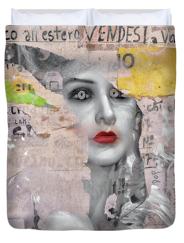 Woman Duvet Cover featuring the digital art Venetian beauty by Gabi Hampe