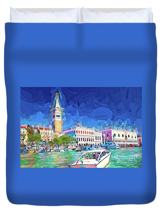  Duvet Cover featuring the photograph Venezia Azzurro by Jack Torcello