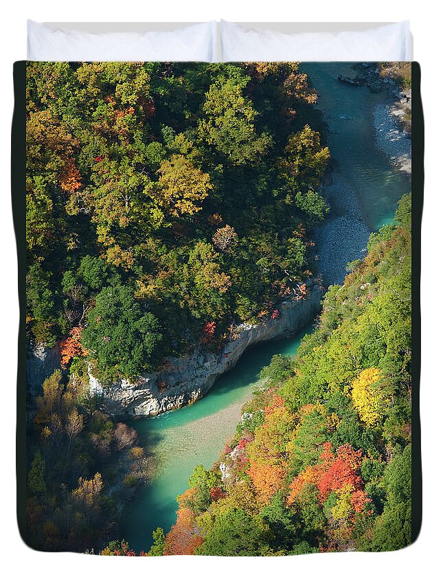 Scenics Duvet Cover featuring the photograph Verdon Canyon, Autumn Provence France by Jean-pierre Pieuchot