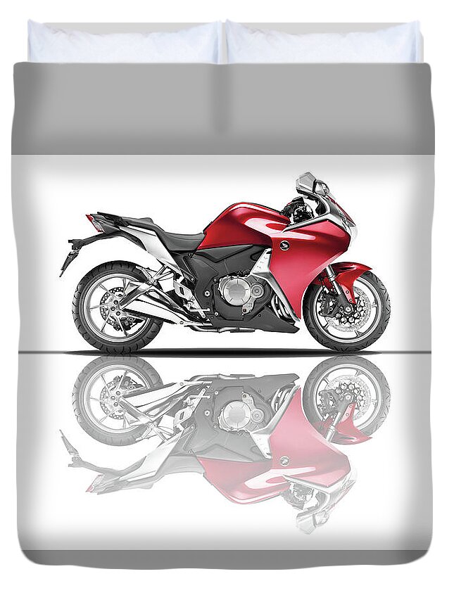 Honda Duvet Cover featuring the mixed media Vfr1200f by Smart Aviation