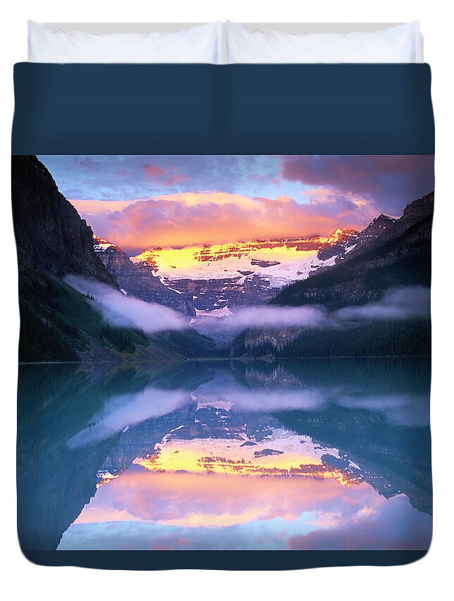 Scenics Duvet Cover featuring the photograph Victoria Glacier In Lake Louise, Canada by Art Wolfe
