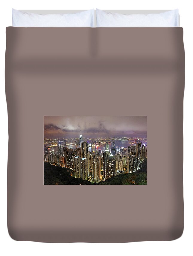2004 Duvet Cover featuring the photograph Victoria Peak, Hong Kong by (c) Loco Moco Photos