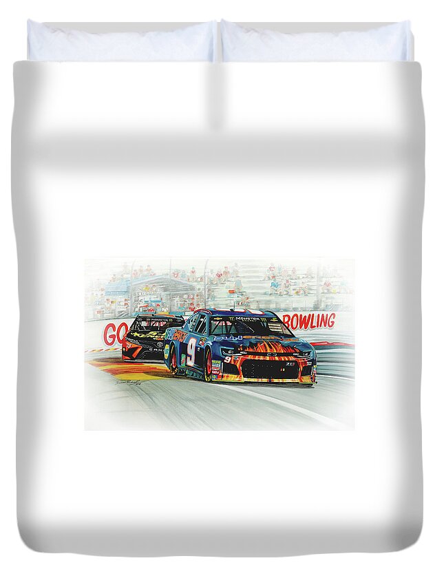 Watercolour Duvet Cover featuring the painting Victory At The Glen by Simon Read
