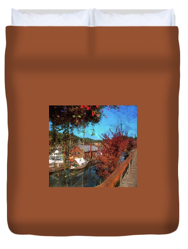 Toledo Oregon Duvet Cover featuring the photograph View From The Boardwalk by Thom Zehrfeld