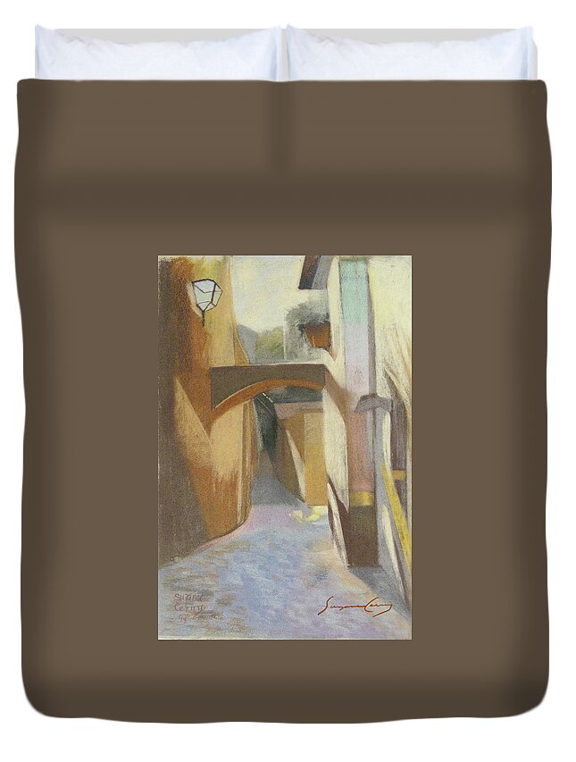 Architecture Duvet Cover featuring the painting View of Italian Arch by Suzanne Giuriati Cerny