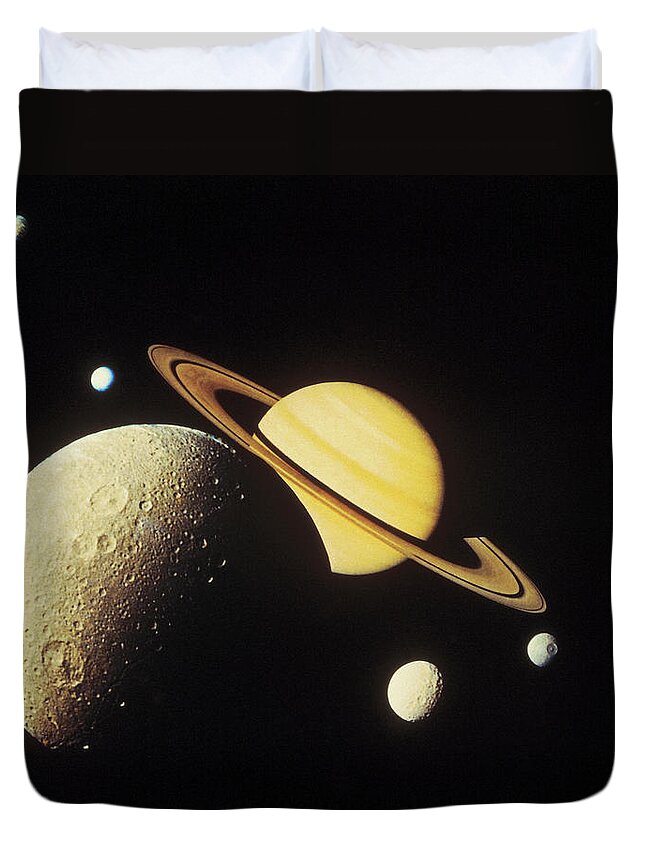 Galaxy Duvet Cover featuring the photograph View Of Planets In The Solar System by Stockbyte