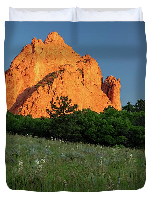 Beautiful Duvet Cover featuring the photograph View of Sandstone rock formations in Garden of the Gods in Colorado Springs USA by Kyle Lee