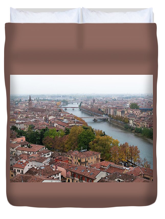 Old Town Duvet Cover featuring the photograph View Over Verona by Pedro Nunez Photography