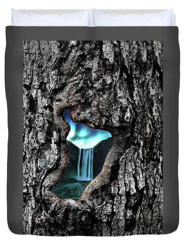 Waterfall Duvet Cover featuring the photograph View to Another World by Andrea Kollo