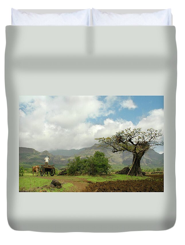 Working Animal Duvet Cover featuring the photograph Village Life by Abhinav Sah