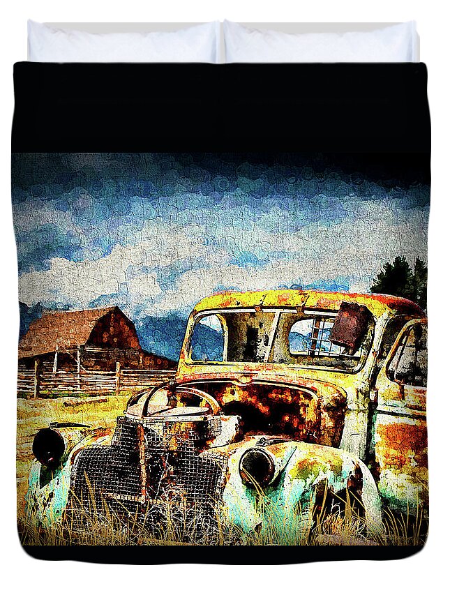 Truck Duvet Cover featuring the digital art Vintage by Mark Allen
