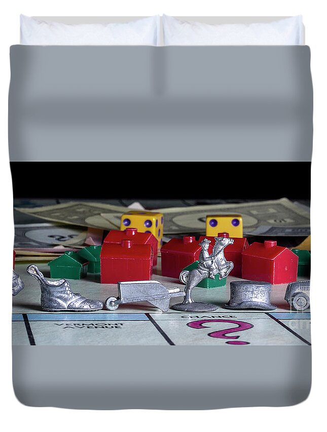 Monopoly Game Duvet Cover featuring the photograph Vintage Monopoly 4 by Mike Eingle