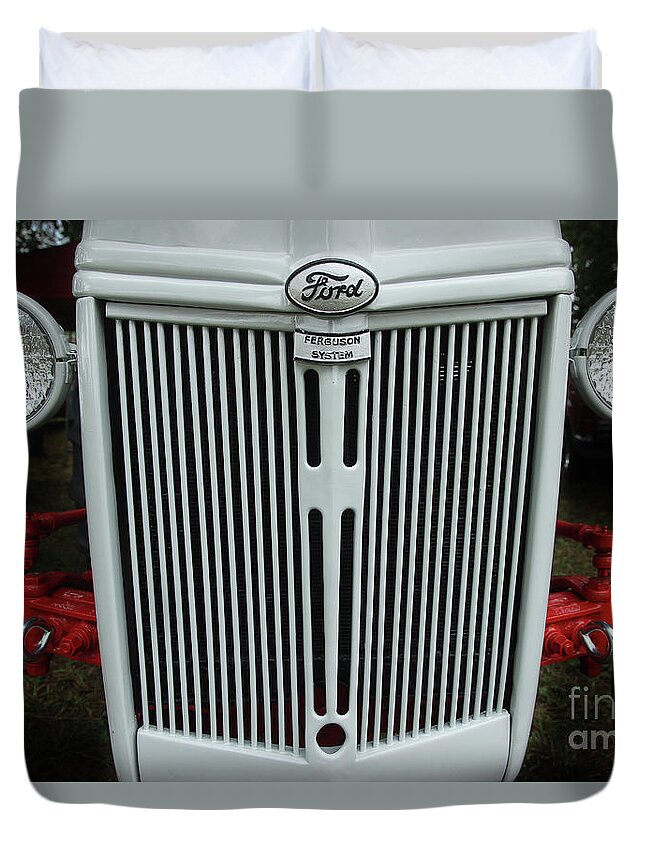 Ford Duvet Cover featuring the photograph Vintage Tractor Front End by Mike Eingle