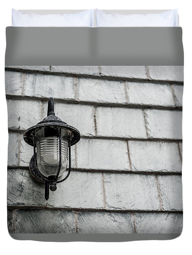 Lamp Duvet Cover featuring the photograph Vintage wall Light by Helen Jackson