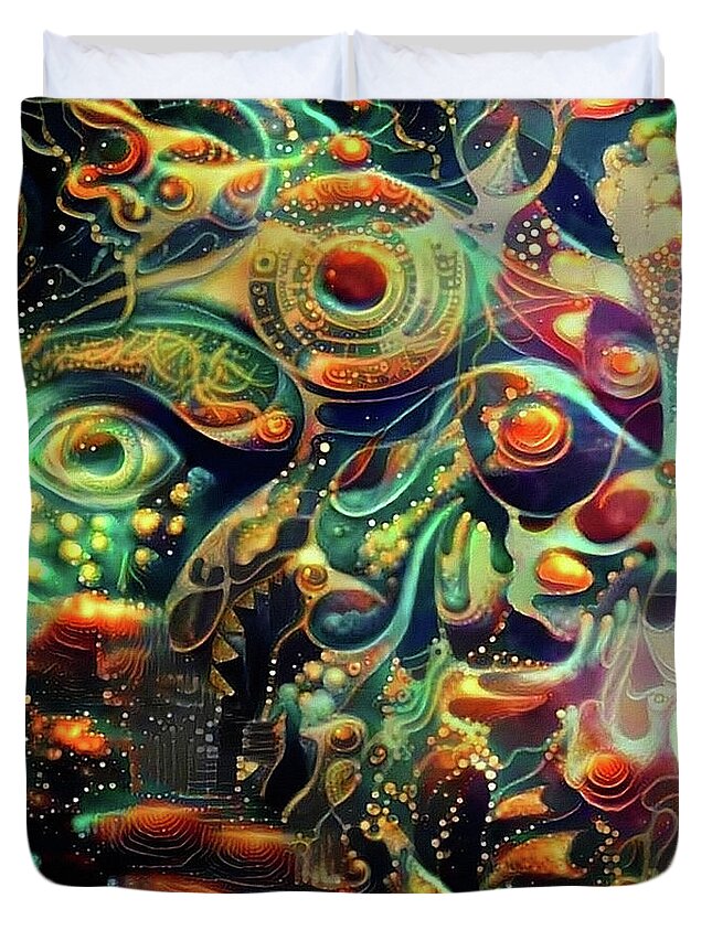 Abstract Duvet Cover featuring the digital art Vivid Masquerade by Bruce Rolff
