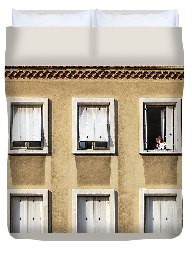 Architecture Duvet Cover featuring the photograph Viviers Apartment House by Thomas Marchessault