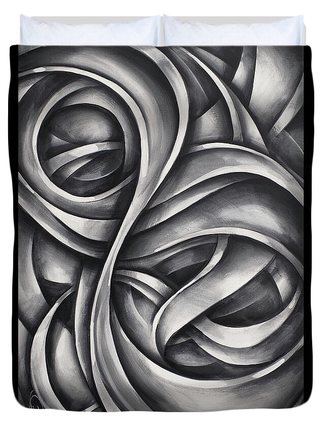 Monotone Duvet Cover featuring the painting 'void' by Michael Lang