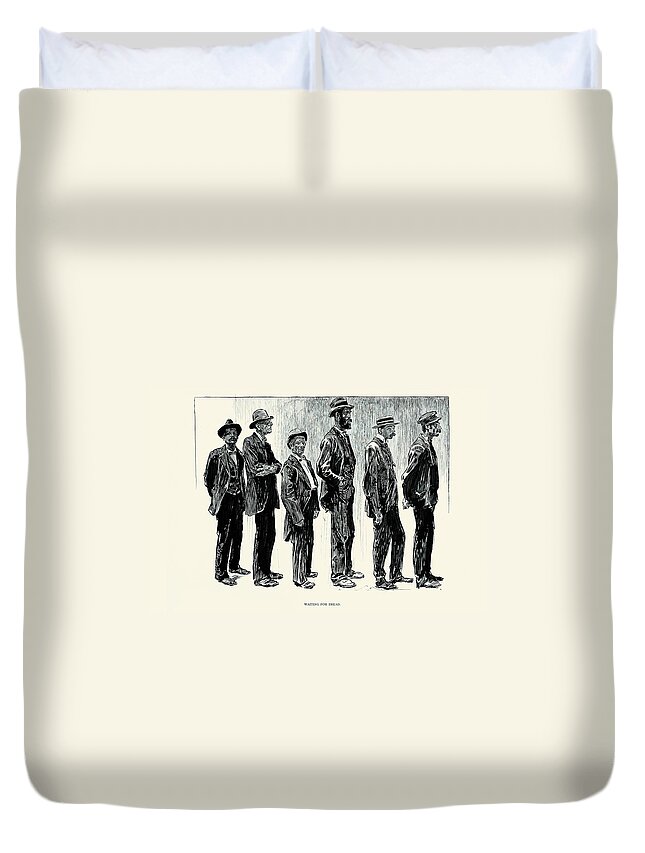 Line Duvet Cover featuring the painting Waiting for Bread by Charles Dana Gibson