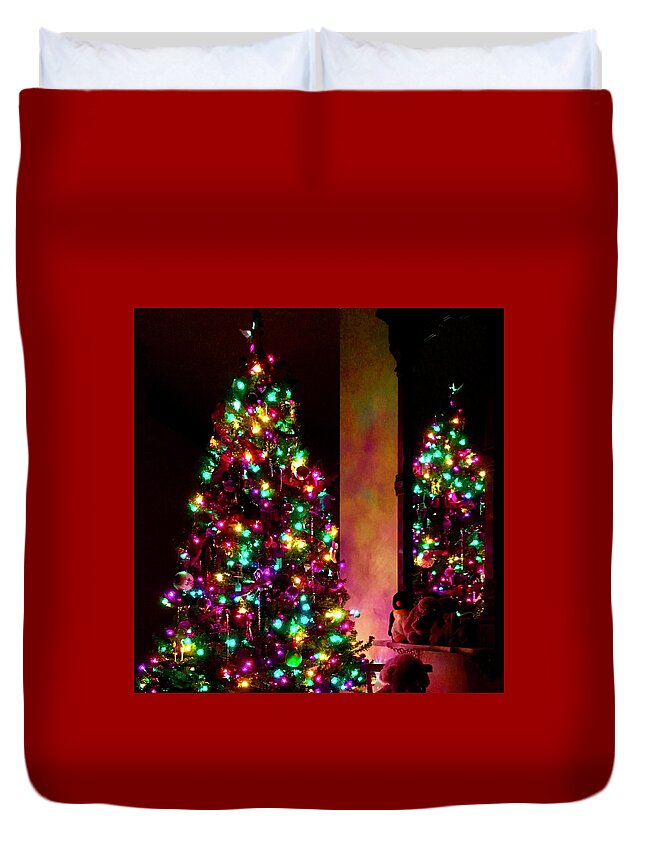 Waiting For Santa Duvet Cover featuring the photograph Waiting for Santa by Debra Grace Addison