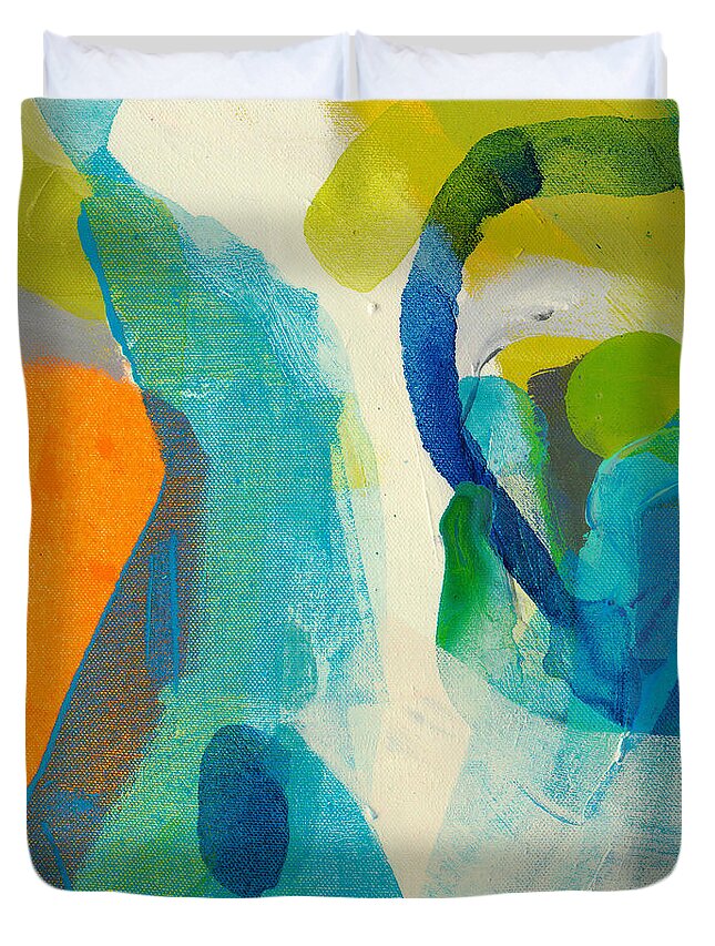 Abstract Duvet Cover featuring the painting Waiting on Rosie by Claire Desjardins