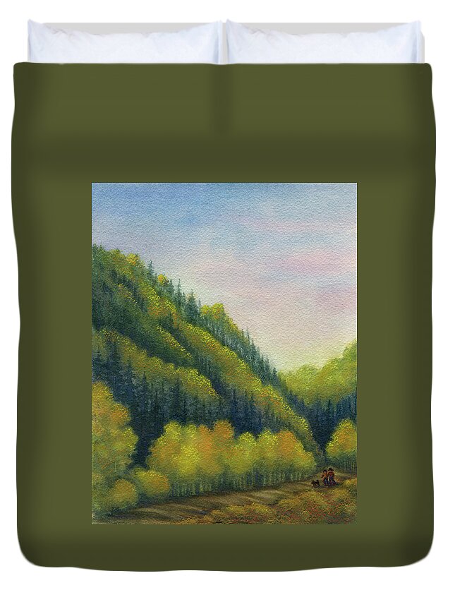 Watercolor Painting Duvet Cover featuring the digital art Walk In The Woods by Ileximage