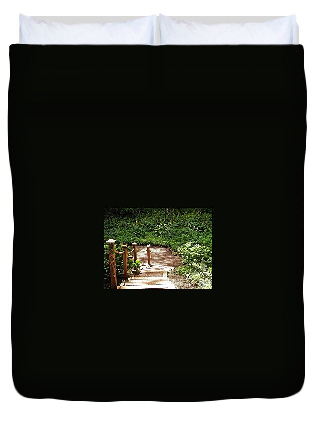 Path Duvet Cover featuring the photograph Walk With Me by Kathy Chism