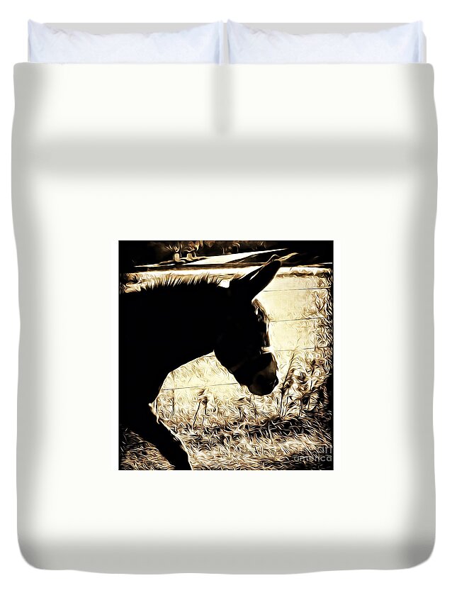 Donkey Duvet Cover featuring the photograph Walking Donkey by Leslie Revels