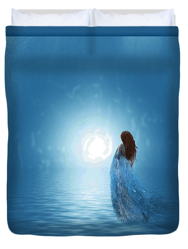 Walk Duvet Cover featuring the digital art Walking in the light of freedom by Giada Rossi