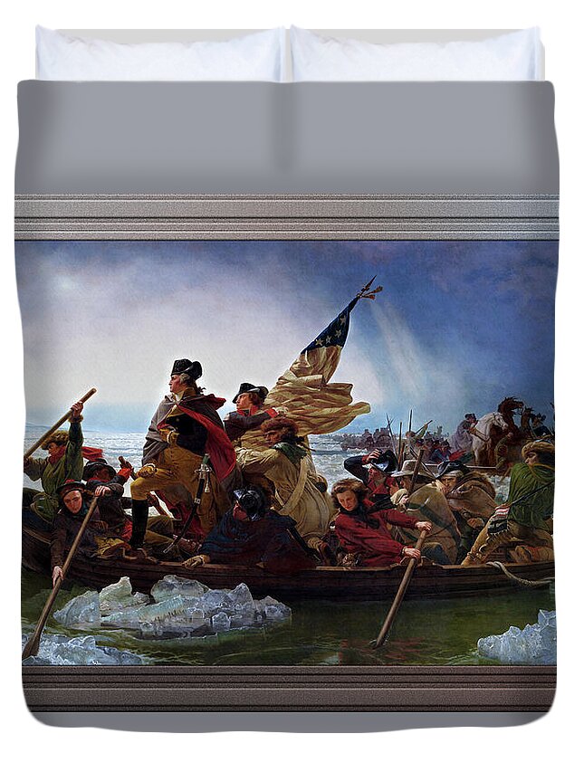 Washington Crossing The Delaware Duvet Cover featuring the painting Washington Crossing the Delaware by Emanuel Leutze by Rolando Burbon