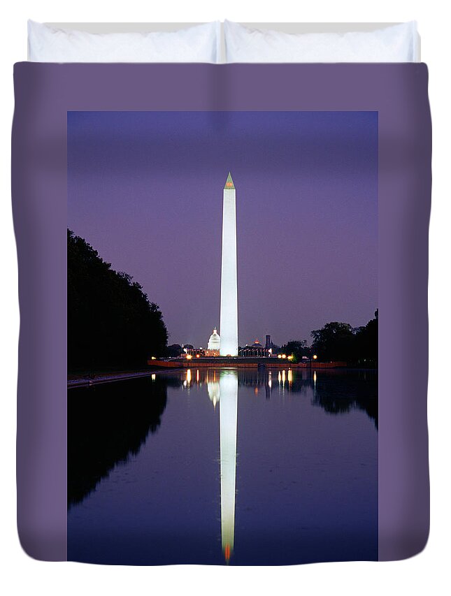 Tranquility Duvet Cover featuring the photograph Washington Monument, Washington Dc by Brand X Pictures