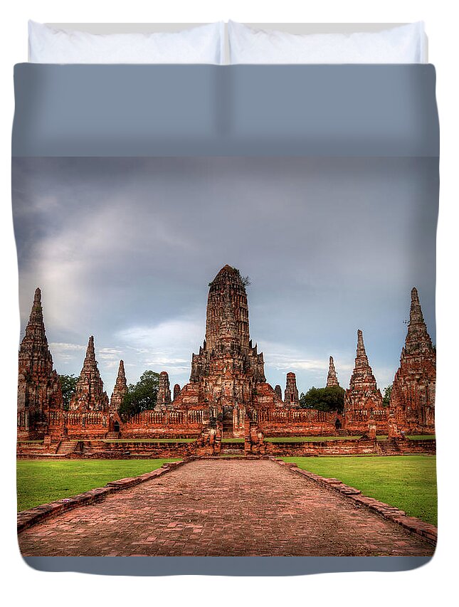 Scenics Duvet Cover featuring the photograph Wat Chaiwatthanaram, Ayutthaya - by Fototrav