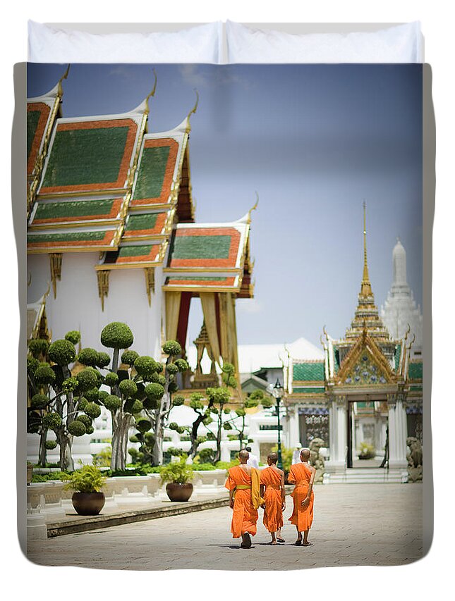 Pagoda Duvet Cover featuring the photograph Wat Phra Kaew Temple, Bangkok, Thailand by Gavin Gough