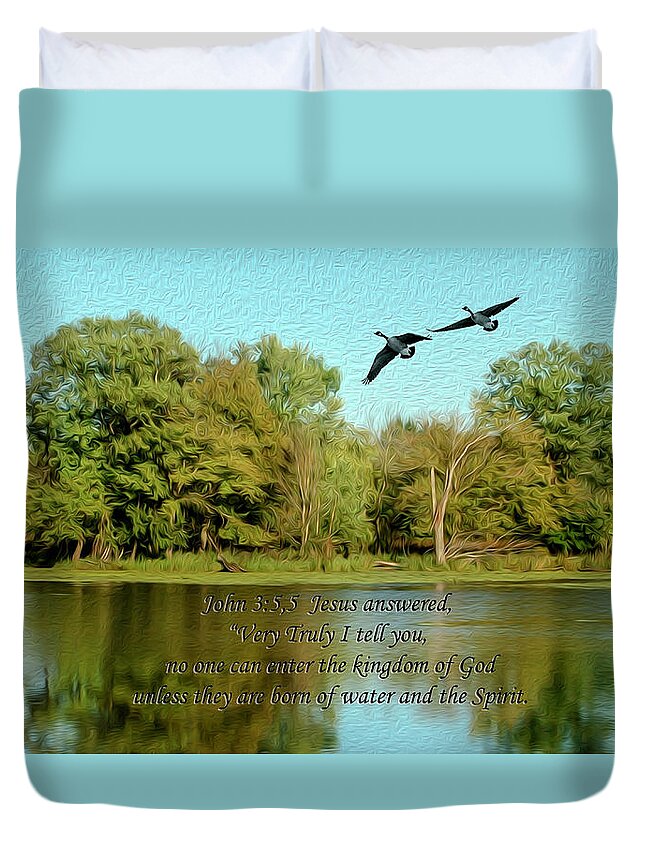 Water Duvet Cover featuring the digital art Water and the Spirit by Sandra J's