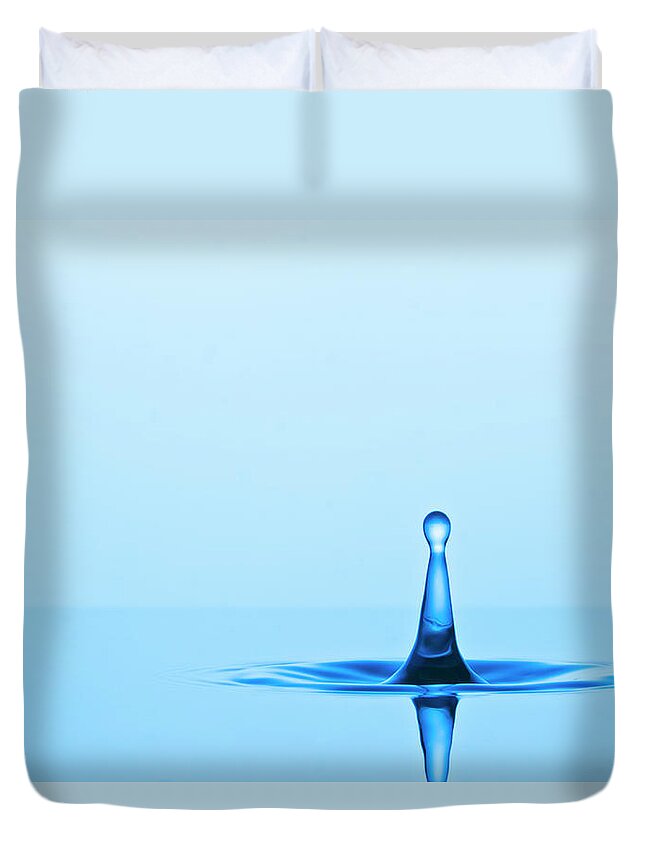 Emergence Duvet Cover featuring the photograph Water Drop Rebounding by Kim Westerskov