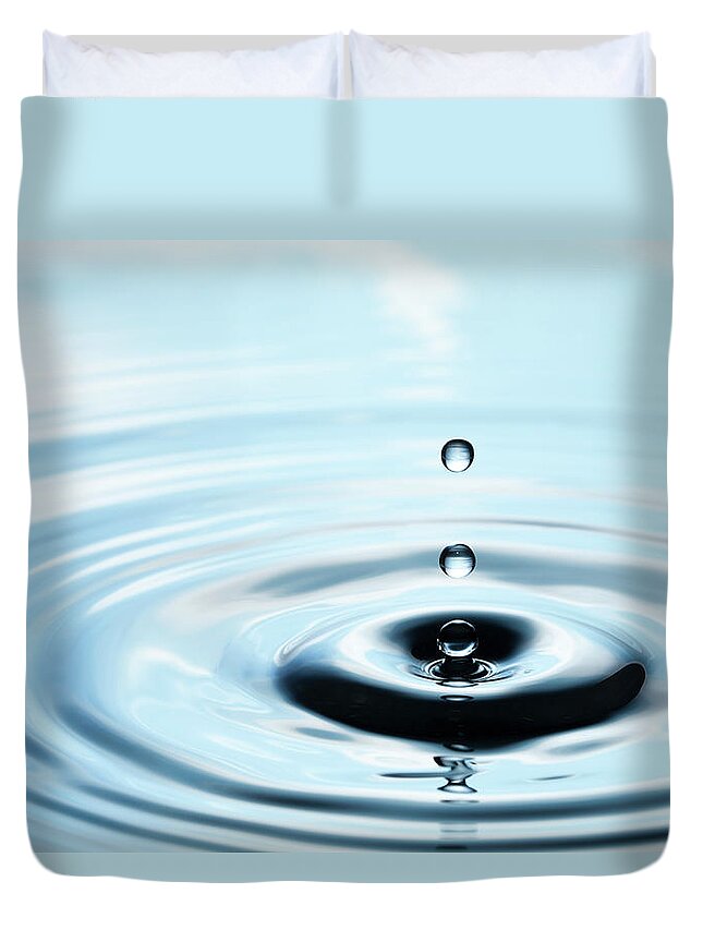 Waving Duvet Cover featuring the photograph Water Drops And Clouds IIi by Thomasvogel