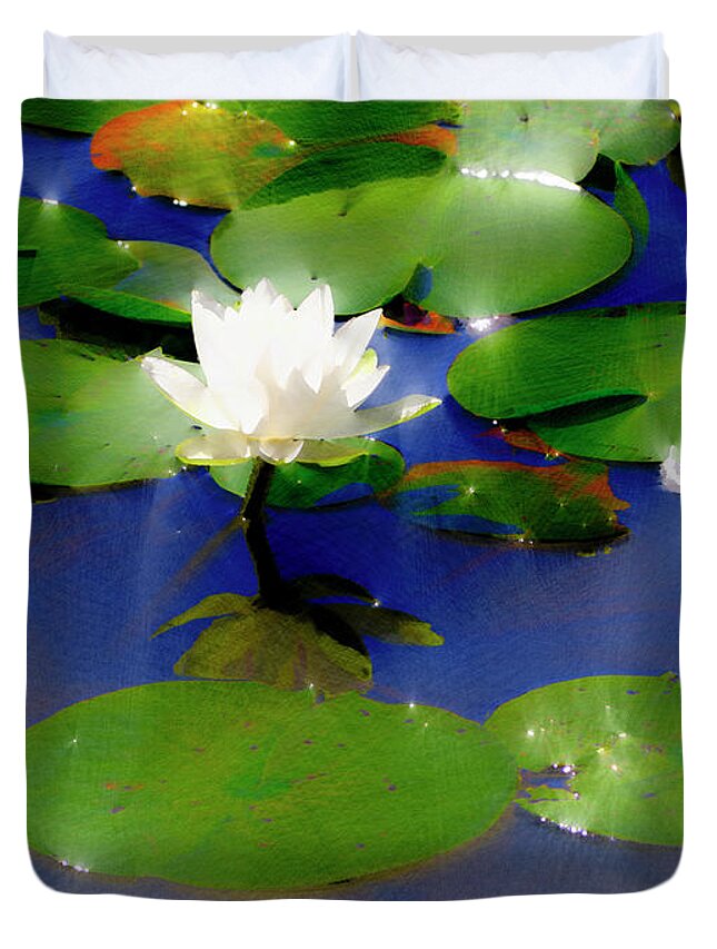 Zen Duvet Cover featuring the digital art Water Lily Watercolor I by Marianne Campolongo