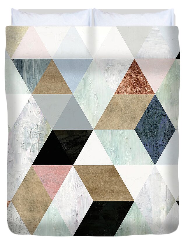 Abstract Duvet Cover featuring the painting Watercolor Mosaic I by Victoria Borges